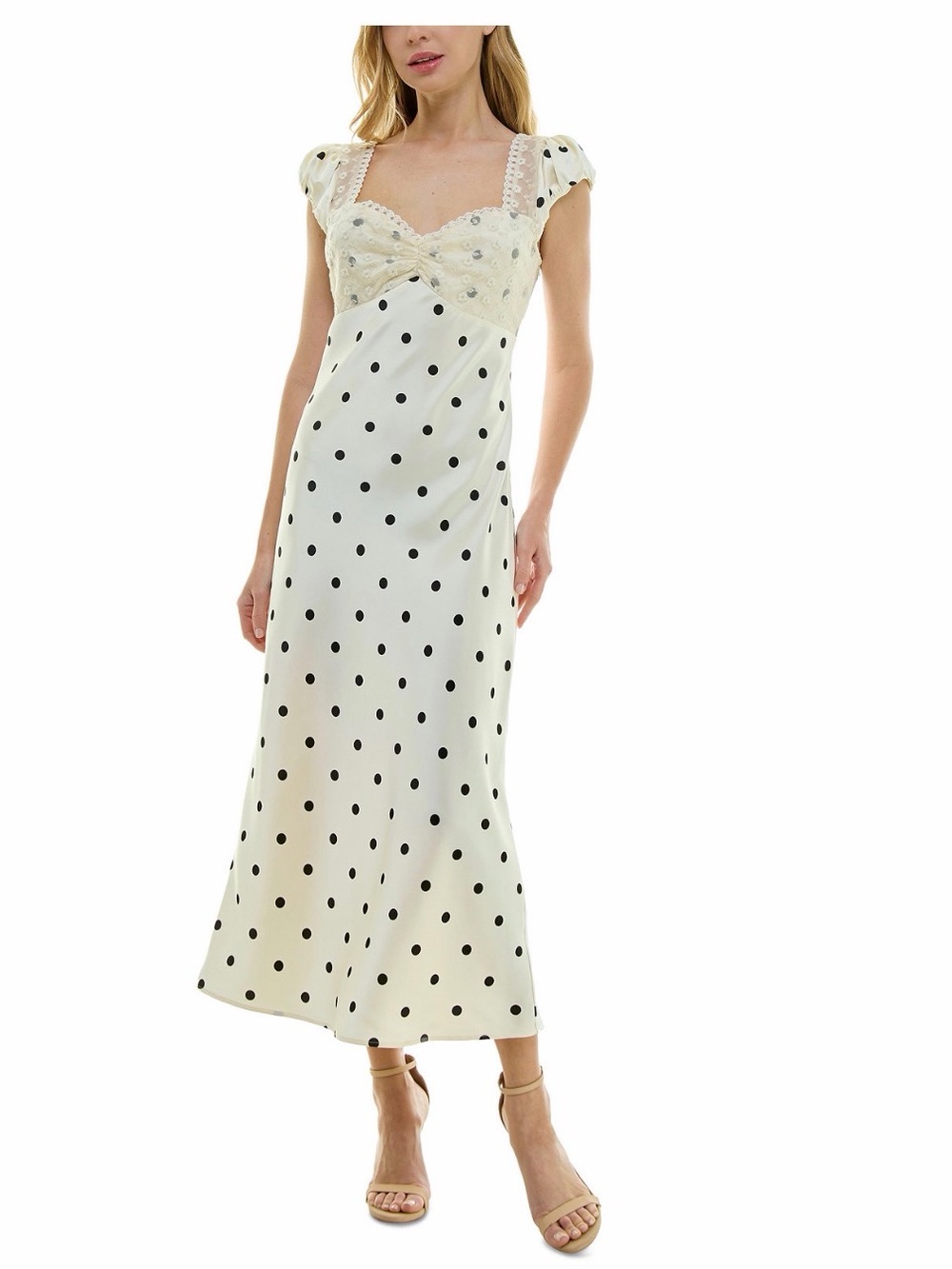 Crystal Doll Cream and Black Polka Dot Slip Dress